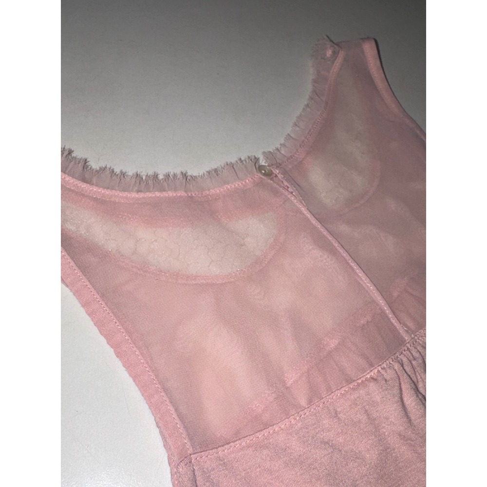 American Eagle Boho Fairycore Pink Lace Mesh Yoke Bubble Hem Tank Top XS NWT - Picture 5 of 6